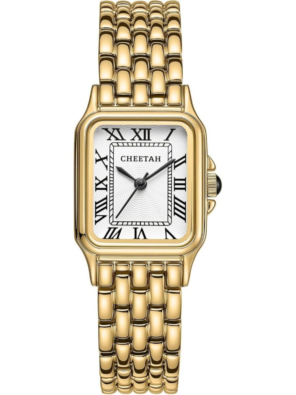 Vintage Cheetah Gold Women's Watch, 26mm Rectangular Case, Waterproof, Metal
